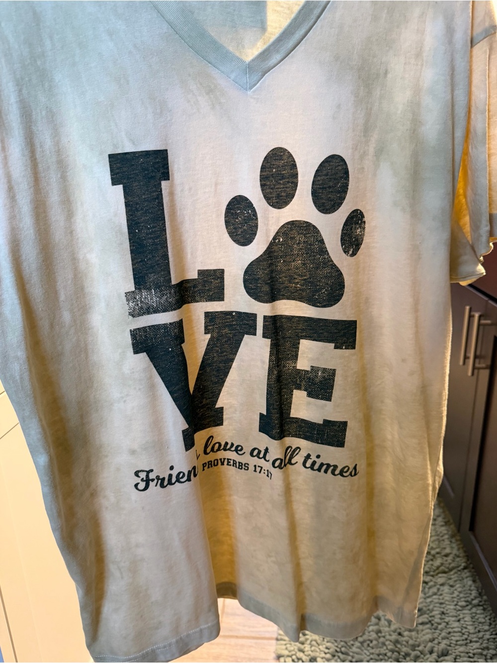LOVE Paw Print Graphic V-Neck Tee